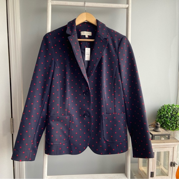 Talbots Jackets & Blazers - Talbots Navy Blazer with Red Polka Dots